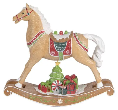 Produktbild von Clayre & Eef Weihnachtsdekorationsfigur Schaukelpferd 26x7x24 cm Braun Kunststoff