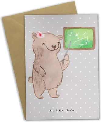 Produktbild von Mr. & Mrs. Panda Klappkarte Nachhilfelehrer Mathe Herz - Grau Pastell - Geschenk, Mathematik, Nachhilfe, weihnachtskarten, neujahrskarte, Nachhilfeunterrricht, Grußkarten