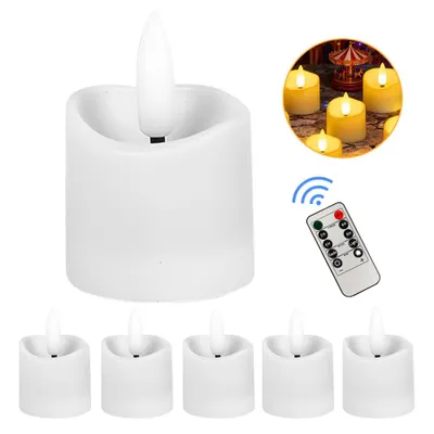 Productafbeelding van 6 LED-kaarsen, oplaadbare LED-theelichthouders met afstandsbediening, timerfunctie, vlamloze kerstverlichting voor feestjes, woonkamers, decoratieve kaarsen