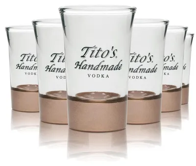 Produktbild von 6x Titos Vodka Glas 2cl Shot Kupferboden
