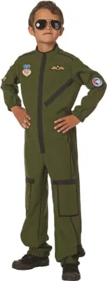 Produktbild von W3109-116 grün Kinder Junge Kampfpilot Fliegerkombi Overall Gr.116