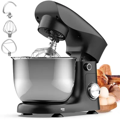Imagen del producto de Batidora de cocina, amasadora y batidora con un cuenco de acero inoxidable de 5 litros, sistema de batido planetario para un amasado uniforme, 600W, 10 velocidades