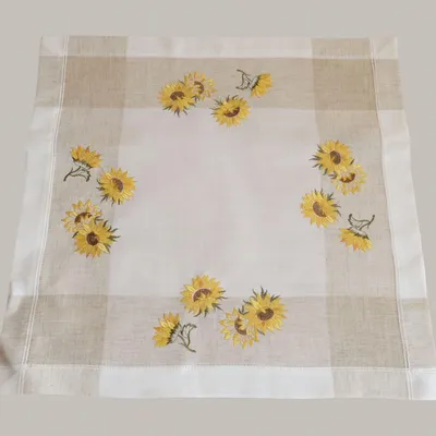 Produktbild von Tischdecke Stickerei Sonnenblumen Tischläufer 60 x 60 cm