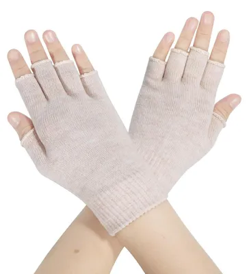 Obrázek produktu pro Dámské pletené rukavice bez prstů, zimní, vlněné, béžové