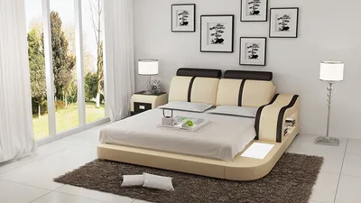 Produktbild von Wasserbett Hotel Doppelbett Betten Komplett Lederbett Polsterbett Wasser + USB