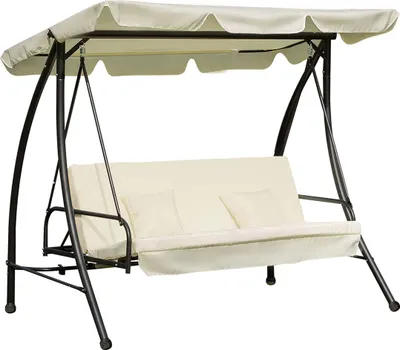 Produktbild von Outsunny Hollywood Gartenschaukel Schaukelbank mit Liegefunktion 240 kg creme 84A-032