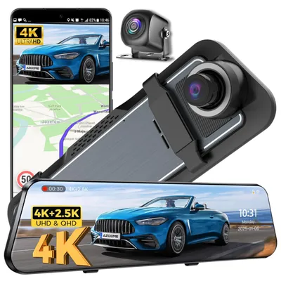 Produktbild von Dashcam im Rückspiegel , Touchscreen, 4K Dashcamera Auto Dashkamera WiFi, Dual Autokamera , Nachtsicht, 170°Weitwinkel, Einparkhilfen, WDR, KI-generiertes Bild