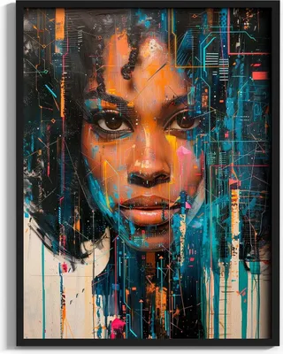 Produktbild von Modernes Bild auf Kunstleder „Frau der Erde U7“  60x80, Zertifikat, Alurahmen