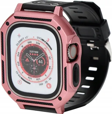 Produktbild von Bizon Armband + Gehäuse Watch Armor für Apple Watch Ultra 2/1 49 mm, Hellrosa