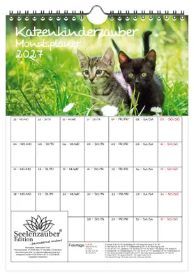 Produktbild von Katzenkinderzauber Planer DIN A4 Kalender für 2027 Katzenkinder Katzenbabys - Seelenzauber