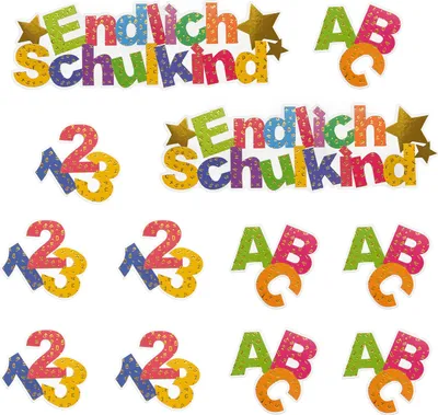 Produktbild von Oblique Unique Endlich Schulkind Konfetti 12 Stk. für Schuleinführung Einschulung Schulanfang Streudeko Tischdeko