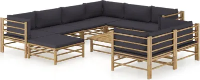 Immagine prodotto di Maison Exclusive - Set da giardino da 10 pezzi con cuscini in bambù grigio scuro