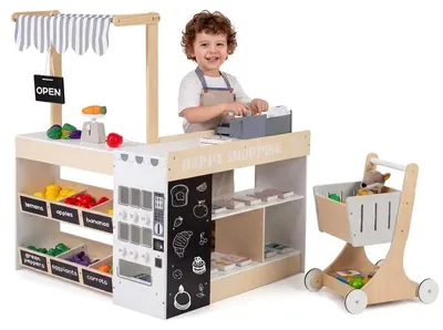Immagine prodotto di Carrello per bambini, modello TP10496NA, dimensioni 104,5 x 89,5 x 79 cm, colore naturale