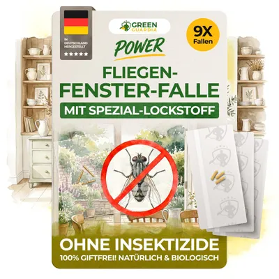 Produktbild von Fenster Fliegenfalle mit Spezial-Lockstoff – 9x Fallen – Wirksam Fliegen bekämpfen am Fenster, Fliegenfalle Innenbereich, Fliegenfalle Klebefalle