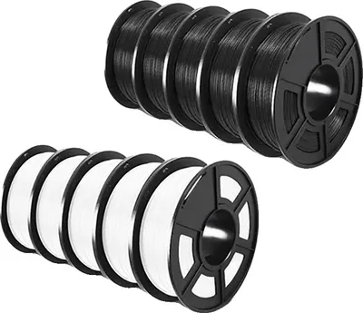Image de Filament PETG, poids 10 kg, diamètre 1,75 mm, PETG-5Noir 5Blanc