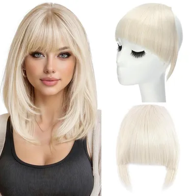 Productafbeelding van Synthetische, Franse pony met haarklip, lichtblond