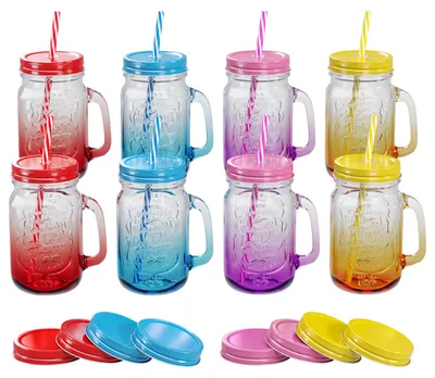 Produktbild von Trinkgläser Farbverlauf - 500ml + Ersatzdeckeln