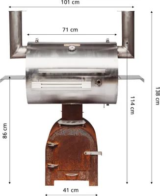 Produktbild von Cortenstahl Edelrost Smoker Holzkohlegrill Smoky Beast silver