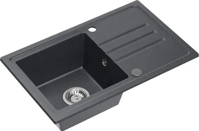 Produktbild von VBChome Spülbecken Granit Schwarz 70 x 44 cm Einzelbecken Einbauspüle Gesprenkelt Reversibel Granitspüle Siphon Waschbecken Schwarz