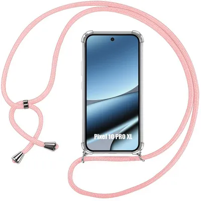 Image de Coque pour Google Pixel 10 Pro XL, Protection Anti-Rayure Transparente TPU avec Cordon Rose