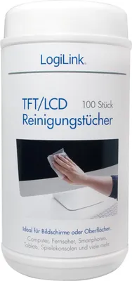 Obrázok produktu pre LogiLink TFT LCD Reinigung Wipes, LCD/LED/Plasma, LCD/TFT/Plazma, PC, Laptop, Mobilný telefón / smartfón, Herná konzola, 175 x130 mm
