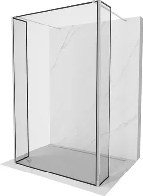 Obrázok produktu pre Mexen Kioto voľne stojaca sprchová stena 160 x 30 x 30 cm, čierny dizajn, chróm - 800-160-030-222-01-70-030