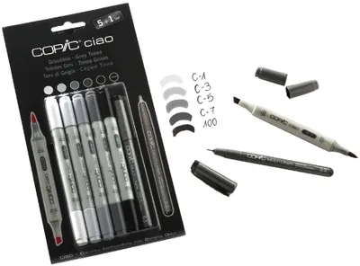 Image de COPIC marqueur de loisir créatif ciao 5+1 set nuances de gris