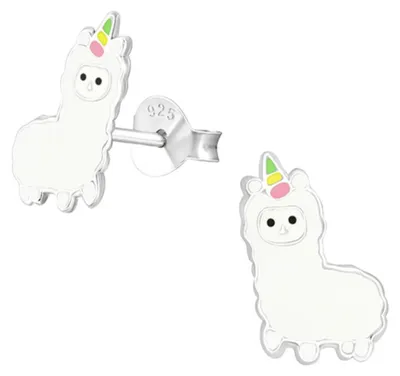 Produktbild von Kinder Ohrstecker „Alpaka“: 925 Silber Ohrringe