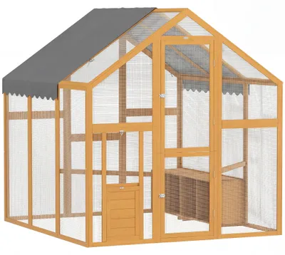 Produktbild von PawHut Hühnerstall 3,07㎡ 1,7x1,8x1,8 m Freilaufgehege Holz mit wasserdicht Tuch