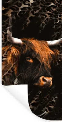 Produktbild von MuchoWow® Wandtattoo Wandsticker Wandaufkleber Schottischer Highlander - Pantherdruck - Schwarz 80x160 cm Selbstklebend und Repositionierbar - Sticker - Dekorfolie