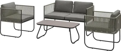 Produktbild von Gartenmöbel Set aus Polyrattan Lounge-Set mit Sofa Sessel Tisch Kissen wetterfest Sitzgruppe für 4 Personen Balkonmöbel Set Gartenlounge Terrassenmöbel für Garten Balkon Braun+Dunkelgrau |
