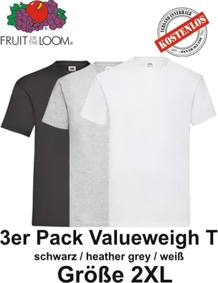 Produktbild von 3er Pack Valueweight T Shirt Fruit of the Loom S M L XL 2XL 3XL 2XL