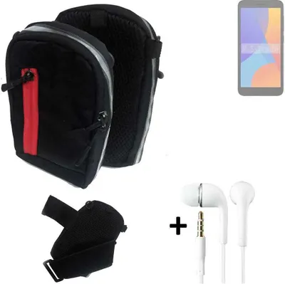 Produktbild von K-S-Trade Outdoor Gürteltasche Holster Umhängetasche + Kopfhörer kompatibel mit Alcatel 1 (2021) schwarz Handy Tasche Case travelbag Schutzhülle