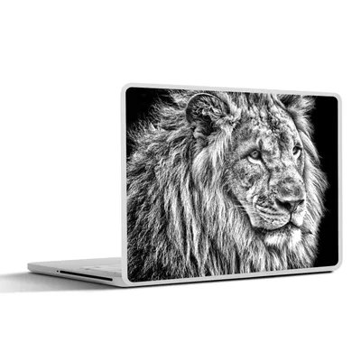 Produktbild von MuchoWow® Laptop Aufkleber Sticker Cover Porträt - Löwe - Schwarz und weiß 36.5x27.5 cm - Laptop-Sticker
