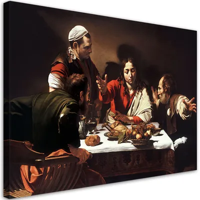 Produktbild von Leinwandbild  Abendmahl in Emmaus - Caravaggio 100x70 Feeby Bunt bild für die wand bereit zum aufhängen