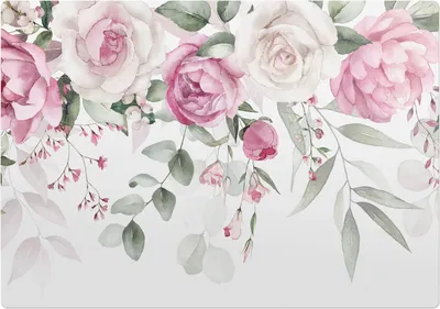 Produktbild von Pastellfarbene Blumen und Blätter – Bodenschutzmatte – Stuhlunterlage 100x70 cm – Rutschfest – Hartbodenmatte