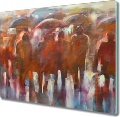 Produktbild von Coloray Schneidebrett Herdabdeckplatte 60x52 cm Kochplattenabdeckung Küchenbrett Hackbrett - Menschen im regen