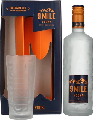 Produktbild von 9 Mile Vodka 37,5% Vol. 0,7l in Geschenkbox mit Glas