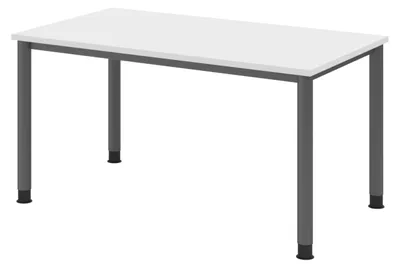 Produktbild von bümö Schreibtisch Serie-H - Nachbildung: Weiß, Gestell: Graphit, Größe:  140 x 80 cm