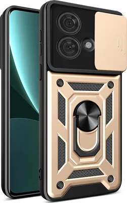 Produktbild von Hülle für Motorola Edge 40 Neo mit Ring Ständer Halter Dia Kameraschutz TPU PC Hybrid Handyhülle Gold