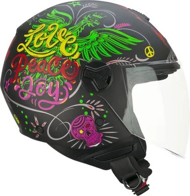 Produktbild von Jet Helm CGM 167S FLO JOY Schwarz Hellblau Grün Matt Langes Visier größe XS