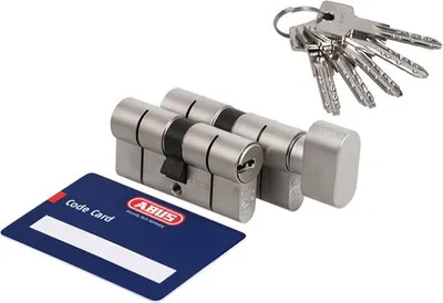 Zdjęcie produktu dla Zestaw cylindrów Abus D10+KD10NP 35/45 + 45g/35 perłowy nikiel klasy 5.2, 5 kluczy