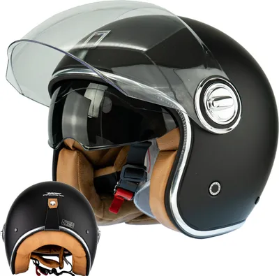 Produktbild von NOX JetHelm NEO-RETRO HERITAGE S (55 - 56cm) Schwarz Matt Motorradhelm