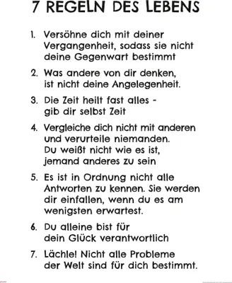 Produktbild von 7 Regeln des Lebens - Mini-Poster - Weiß