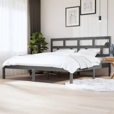 Produktbild von The Living Store Massivholzbett Grau Kiefer 200x200 cm