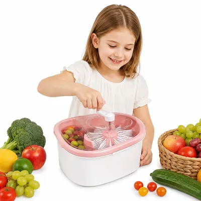Produktbild von Salatschleuder manuell, 4.6 L Salatspinner mit Kurbel, 3-in-1 Salatwascher, Gemüseschleuder zum Waschen, Abtropfen & Trocknen, BPA-frei