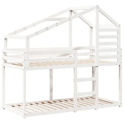 Produktbild von Etagenbett mit Dach Weiß 80x200 cm Massivholz Kiefer