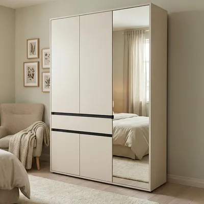 Immagine prodotto di Dmora Guardaroba 3 Ante Ilbono 138x55 cm Bianco, 5 Ripiani un Cassetto