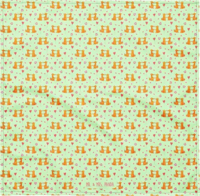 Produktbild von Mr. & Mrs. Panda Bandana Füchse Liebe L - Grün - Geschenk, Stirnband, Freundin, Ehe, Hundehalstuch, Fuchs, Fox, Haarband, Dreieckstuch, Kopftuch