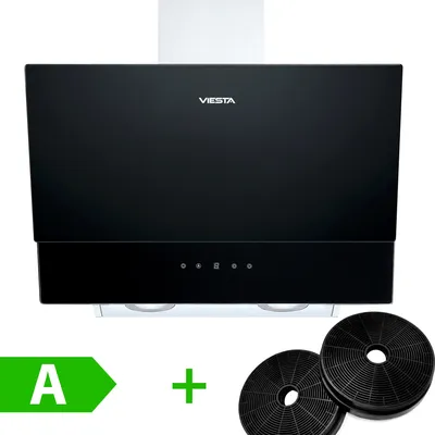 Produktbild von VIESTA® DH600XC Kopffreie Dunstabzugshaube mit Aktivkohlefilter Abluft & Umluft - Abzugshaube Schwarz 60 cm & 320W - Kopffreihaube Filter & Touch Control - Dunstabzugshaube ()